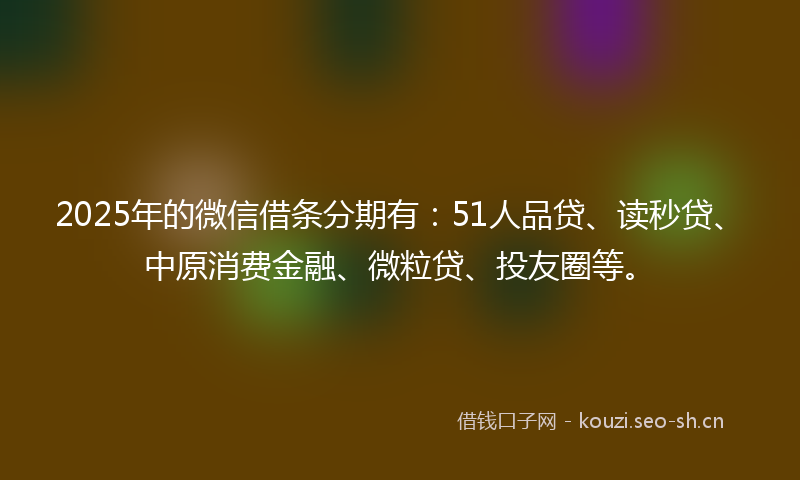 2025年的微信借条分期有：51人品贷、读秒贷、中原消费金融、微粒贷、投友圈等。