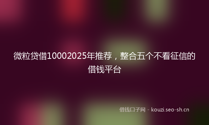 微粒贷借10002025年推荐，整合五个不看征信的借钱平台