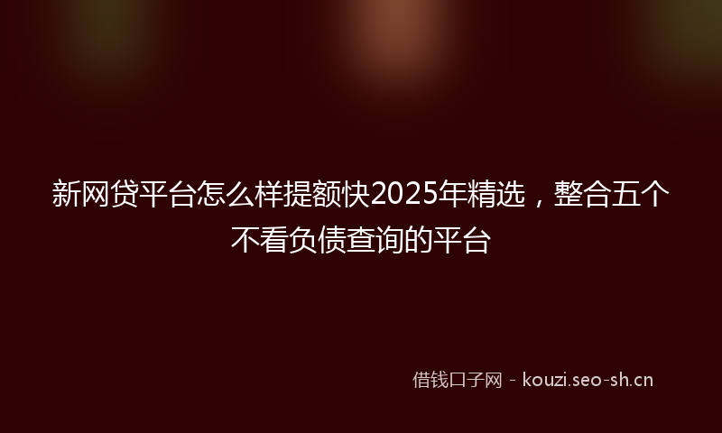 新网贷平台怎么样提额快2025年精选,整合五个不看负债查询的平台