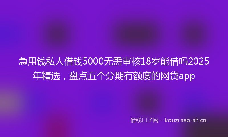 急用钱私人借钱5000无需审核18岁能借吗2025年精选，盘点五个分期有额度的网贷app