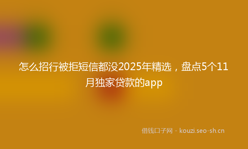 怎么招行被拒短信都没2025年精选，盘点5个11月独家贷款的app
