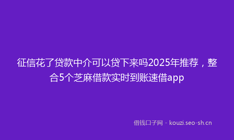 征信花了贷款中介可以贷下来吗2025年推荐，整合5个芝麻借款实时到账速借app