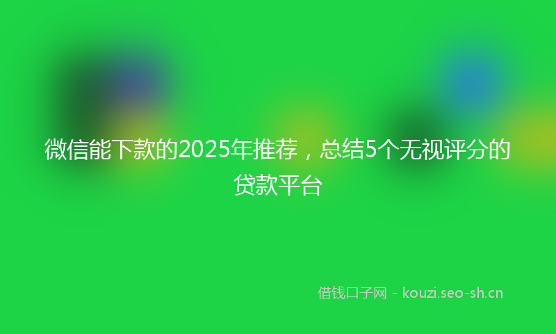 微信能下款的2025年推荐，总结5个无视评分的贷款平台