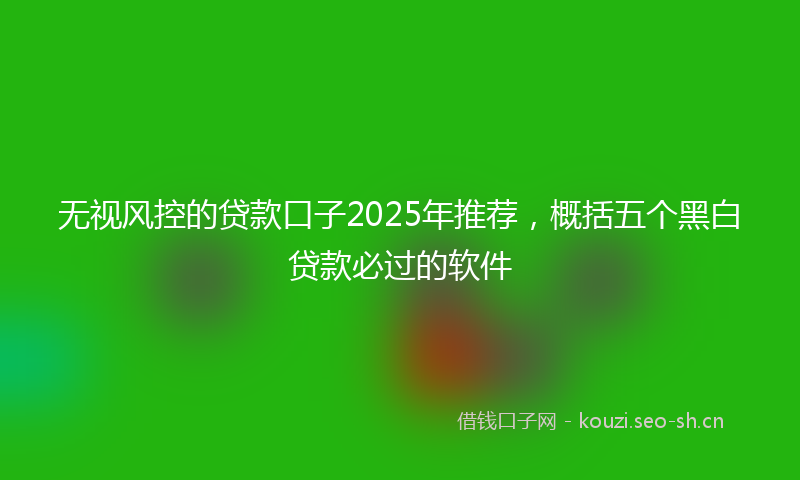 无视风控的贷款口子2025年推荐，概括五个黑白贷款必过的软件