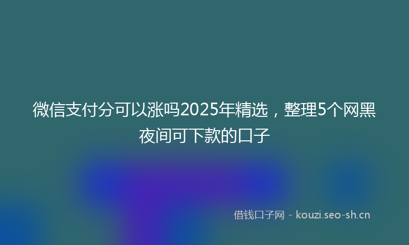 微信支付分可以涨吗2025年精选，整理5个网黑夜间可下款的口子
