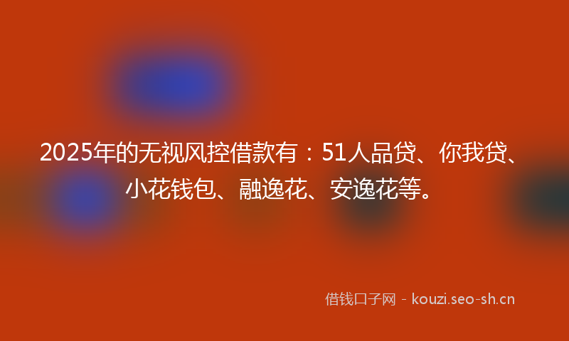 2025年的无视风控借款有：51人品贷、你我贷、小花钱包、融逸花、安逸花等。