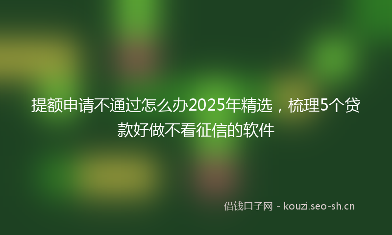 提额申请不通过怎么办2025年精选，梳理5个贷款好做不看征信的软件