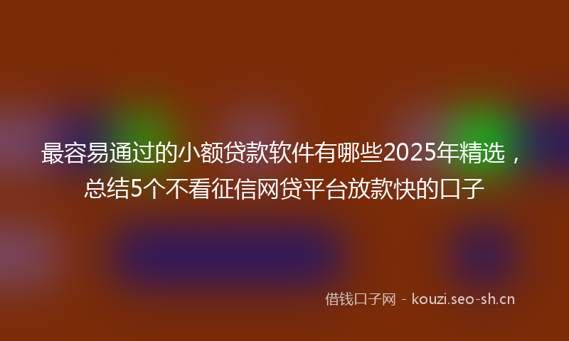 最容易通过的小额贷款软件有哪些2025年精选，总结5个不看征信网贷平台放款快的口子
