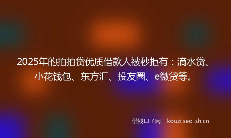 2025年的拍拍贷优质借款人被秒拒有：滴水贷、小花钱包、东方汇、投友圈、e微贷等。