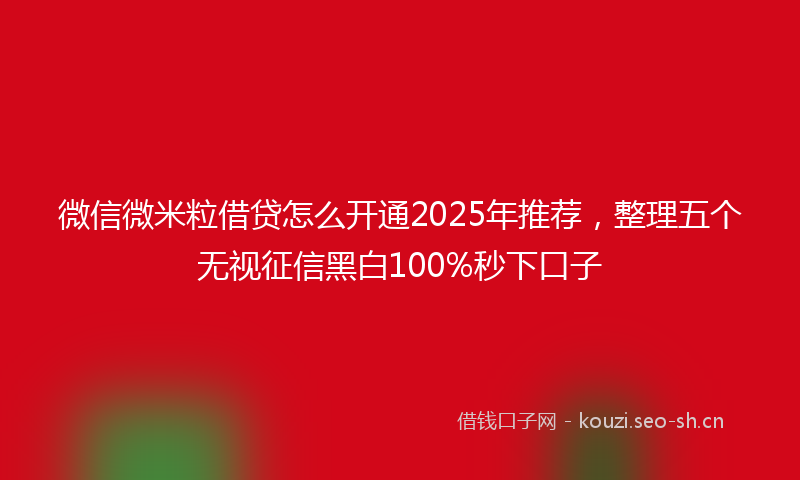 微信微米粒借贷怎么开通2025年推荐，整理五个无视征信黑白100%秒下口子