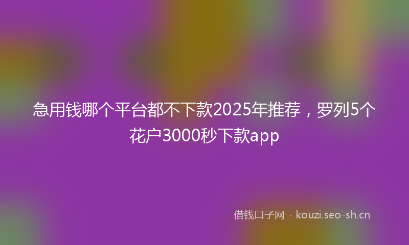 急用钱哪个平台都不下款2025年推荐，罗列5个花户3000秒下款app