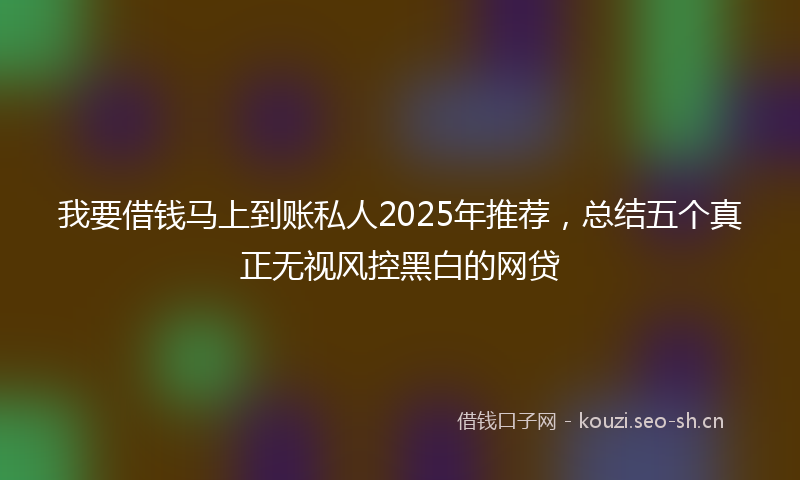 我要借钱马上到账私人2025年推荐，总结五个真正无视风控黑白的网贷
