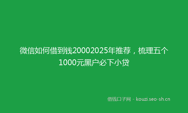 微信如何借到钱20002025年推荐，梳理五个1000元黑户必下小贷
