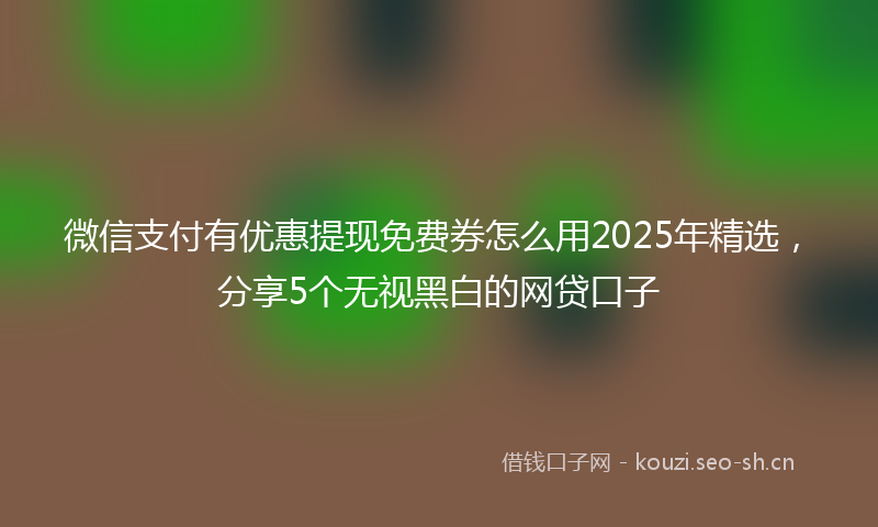 微信支付有优惠提现免费券怎么用2025年精选，分享5个无视黑白的网贷口子