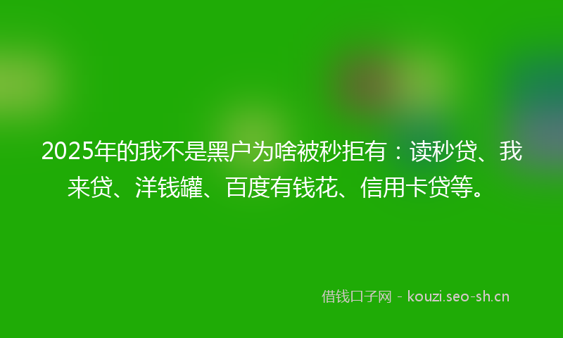 2025年的我不是黑户为啥被秒拒有：读秒贷、我来贷、洋钱罐、百度有钱花、信用卡贷等。