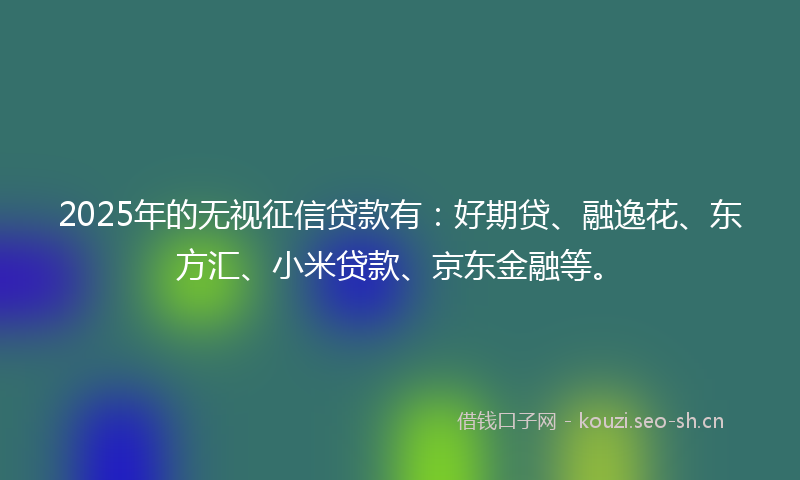 2025年的无视征信贷款有：好期贷、融逸花、东方汇、小米贷款、京东金融等。
