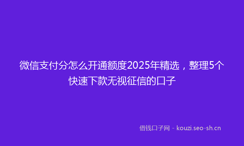微信支付分怎么开通额度2025年精选，整理5个快速下款无视征信的口子