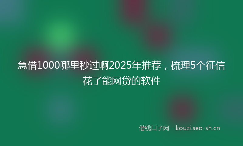 急借1000哪里秒过啊2025年推荐，梳理5个征信花了能网贷的软件