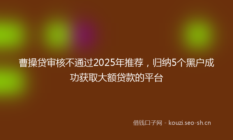 曹操贷审核不通过2025年推荐，归纳5个黑户成功获取大额贷款的平台