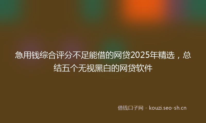 急用钱综合评分不足能借的网贷2025年精选，总结五个无视黑白的网贷软件