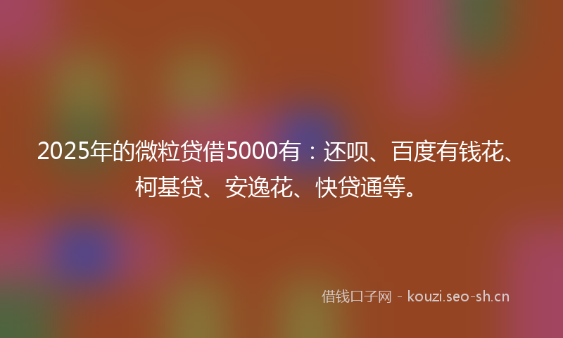 2025年的微粒贷借5000有：还呗、百度有钱花、柯基贷、安逸花、快贷通等。
