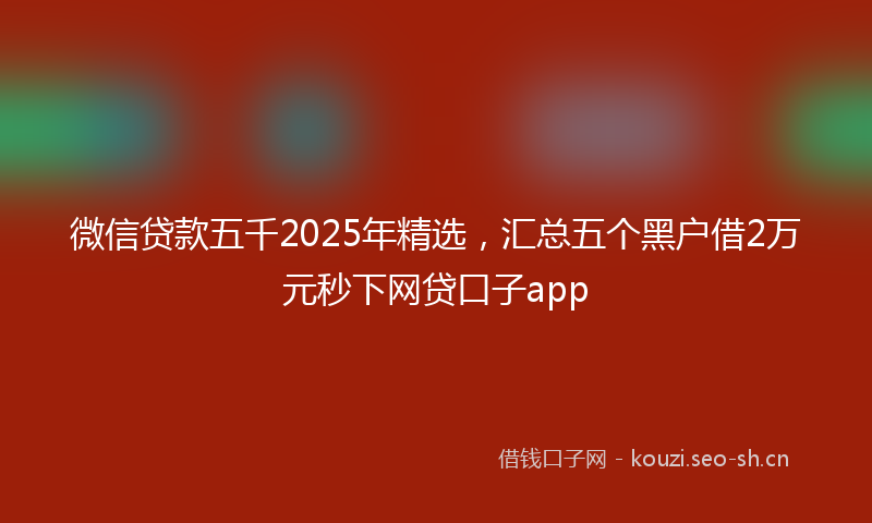 微信贷款五千2025年精选，汇总五个黑户借2万元秒下网贷口子app
