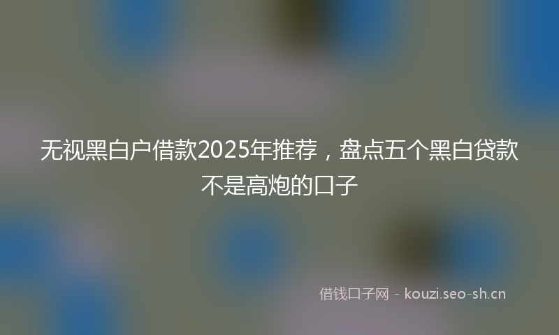 无视黑白户借款2025年推荐，盘点五个黑白贷款不是高炮的口子