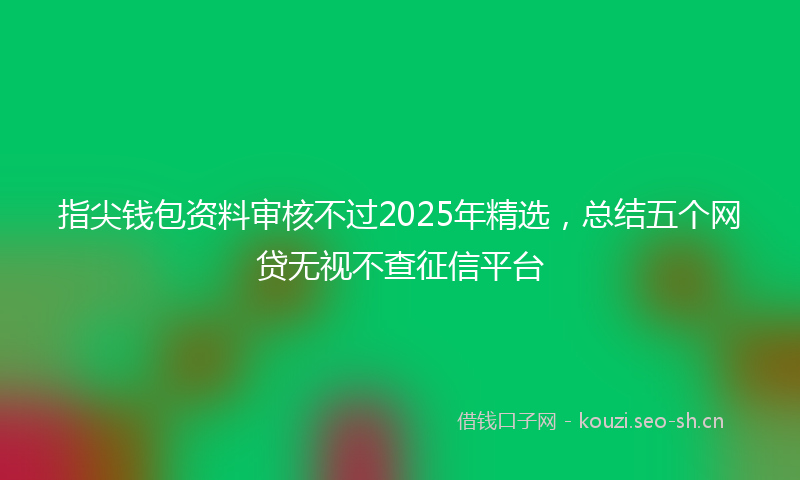 指尖钱包资料审核不过2025年精选，总结五个网贷无视不查征信平台