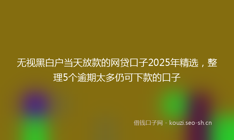 无视黑白户当天放款的网贷口子2025年精选,整理5个逾期太多仍可下款的口子
