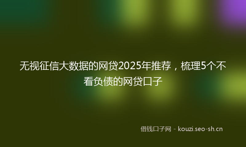 无视征信大数据的网贷2025年推荐，梳理5个不看负债的网贷口子