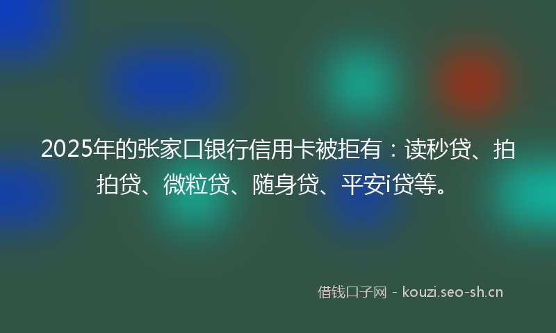 2025年的张家口银行信用卡被拒有：读秒贷、拍拍贷、微粒贷、随身贷、平安i贷等。