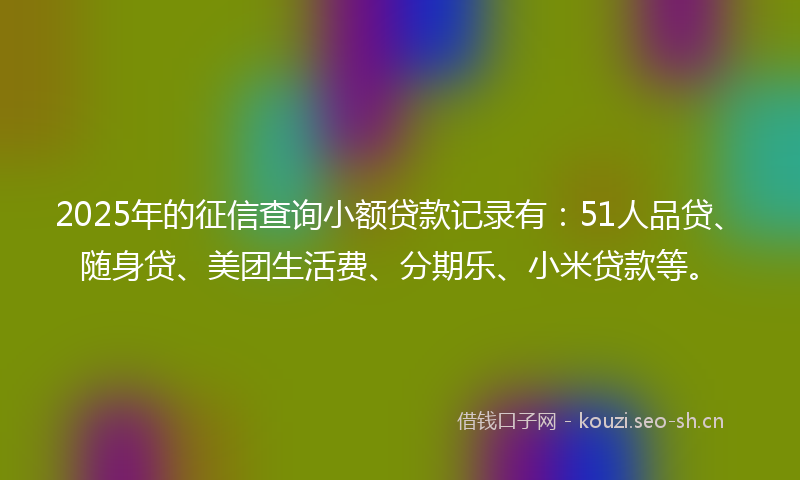 2025年的征信查询小额贷款记录有:51人品贷、随身贷、美团生活费、分期乐、小米贷款等。