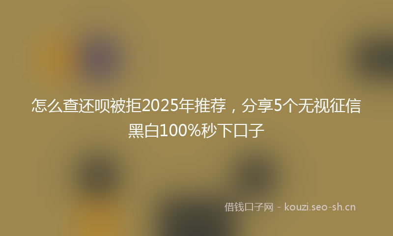 怎么查还呗被拒2025年推荐，分享5个无视征信黑白100%秒下口子
