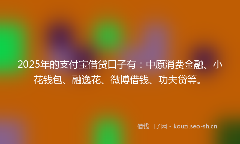 2025年的支付宝借贷口子有：中原消费金融、小花钱包、融逸花、微博借钱、功夫贷等。