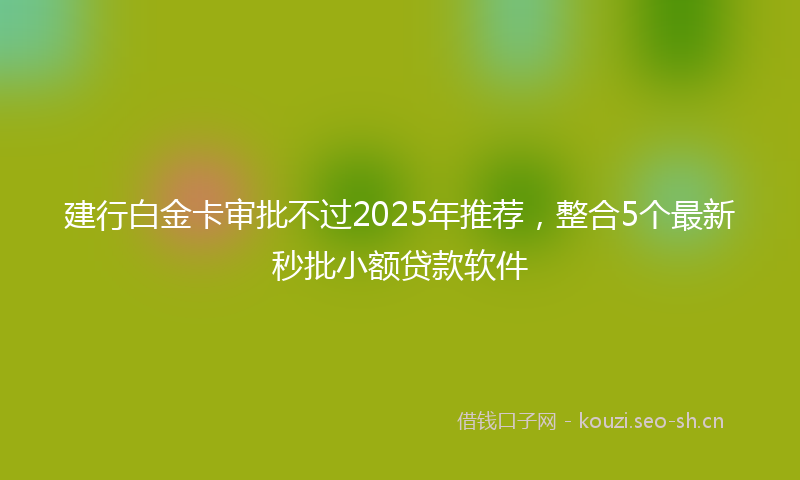 建行白金卡审批不过2025年推荐，整合5个最新秒批小额贷款软件