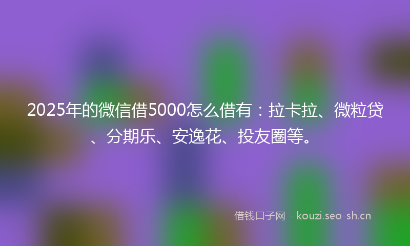 2025年的微信借5000怎么借有：拉卡拉、微粒贷、分期乐、安逸花、投友圈等。