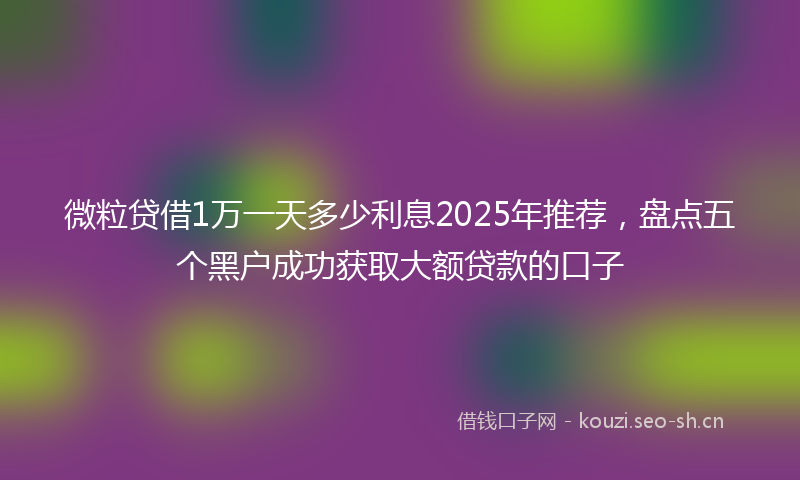 微粒贷借1万一天多少利息2025年推荐，盘点五个黑户成功获取大额贷款的口子