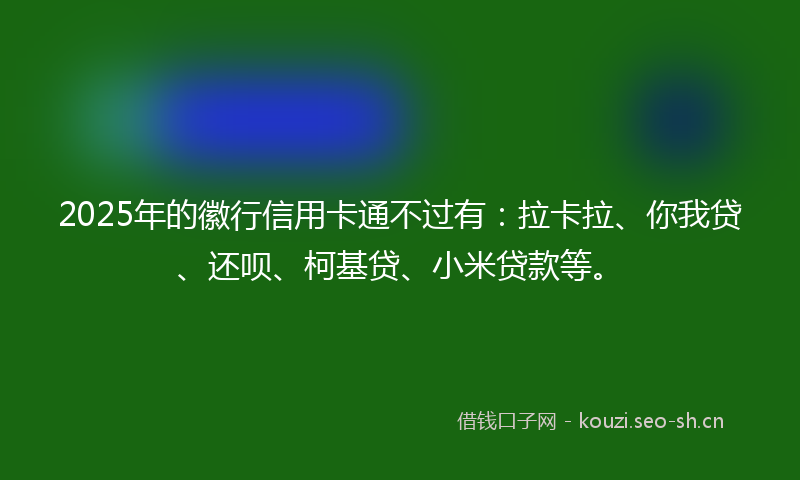 2025年的徽行信用卡通不过有：拉卡拉、你我贷、还呗、柯基贷、小米贷款等。