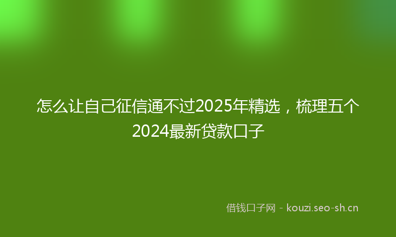 怎么让自己征信通不过2025年精选，梳理五个2024最新贷款口子
