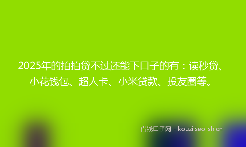 2025年的拍拍贷不过还能下口子的有：读秒贷、小花钱包、超人卡、小米贷款、投友圈等。