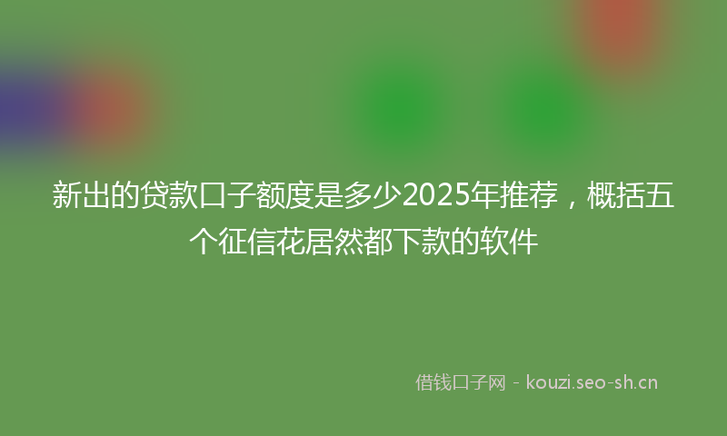 新出的贷款口子额度是多少2025年推荐,概括五个征信花居然都下款的软件