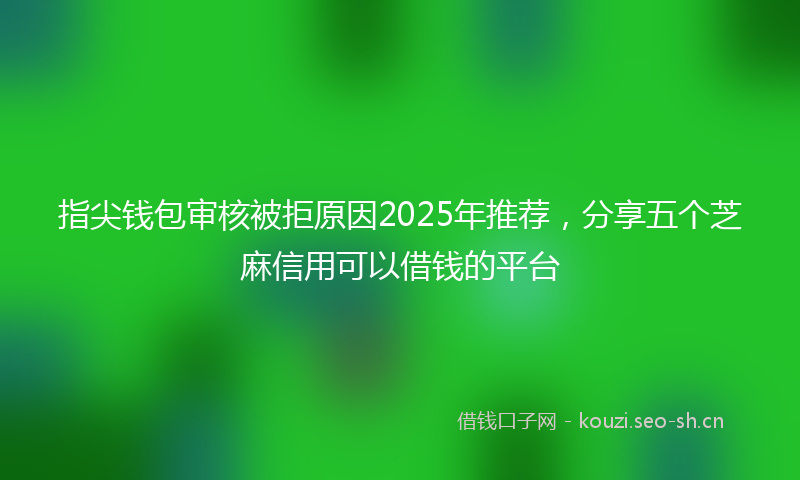 指尖钱包审核被拒原因2025年推荐，分享五个芝麻信用可以借钱的平台