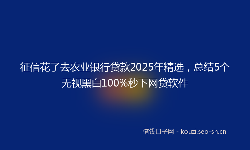 征信花了去农业银行贷款2025年精选，总结5个无视黑白100%秒下网贷软件