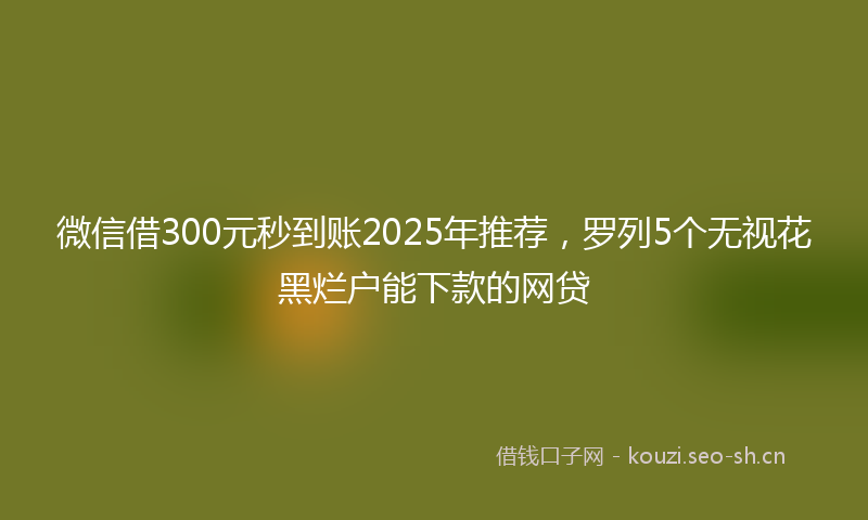 微信借300元秒到账2025年推荐，罗列5个无视花黑烂户能下款的网贷