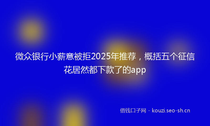 微众银行小薪意被拒2025年推荐，概括五个征信花居然都下款了的app