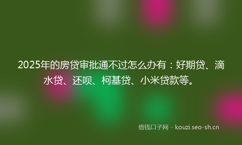 2025年的房贷审批通不过怎么办有：好期贷、滴水贷、还呗、柯基贷、小米贷款等。