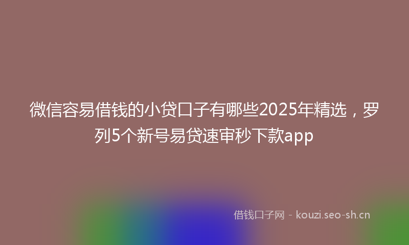 微信容易借钱的小贷口子有哪些2025年精选，罗列5个新号易贷速审秒下款app