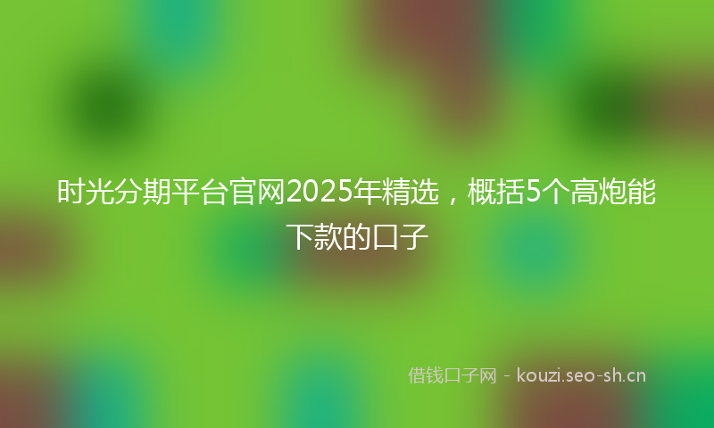 时光分期平台官网2025年精选，概括5个高炮能下款的口子