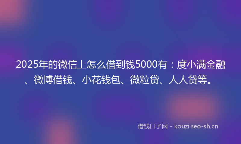 2025年的微信上怎么借到钱5000有：度小满金融、微博借钱、小花钱包、微粒贷、人人贷等。