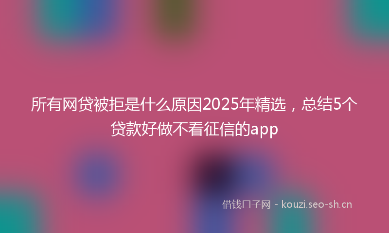 所有网贷被拒是什么原因2025年精选，总结5个贷款好做不看征信的app